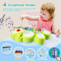 Kids Drum Set for Toddlers: Ohuhu 5 in 1 Baby Musical Instruments Musical Toys Children Drum kit Xylophone Microphone Piano Early Educational Learning Toy for Ages 18+ Months Girls Boys Birthday Gift