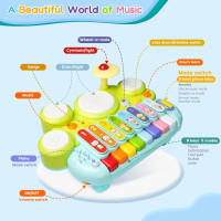 Kids Drum Set for Toddlers: Ohuhu 5 in 1 Baby Musical Instruments Musical Toys Children Drum kit Xylophone Microphone Piano Early Educational Learning Toy for Ages 18+ Months Girls Boys