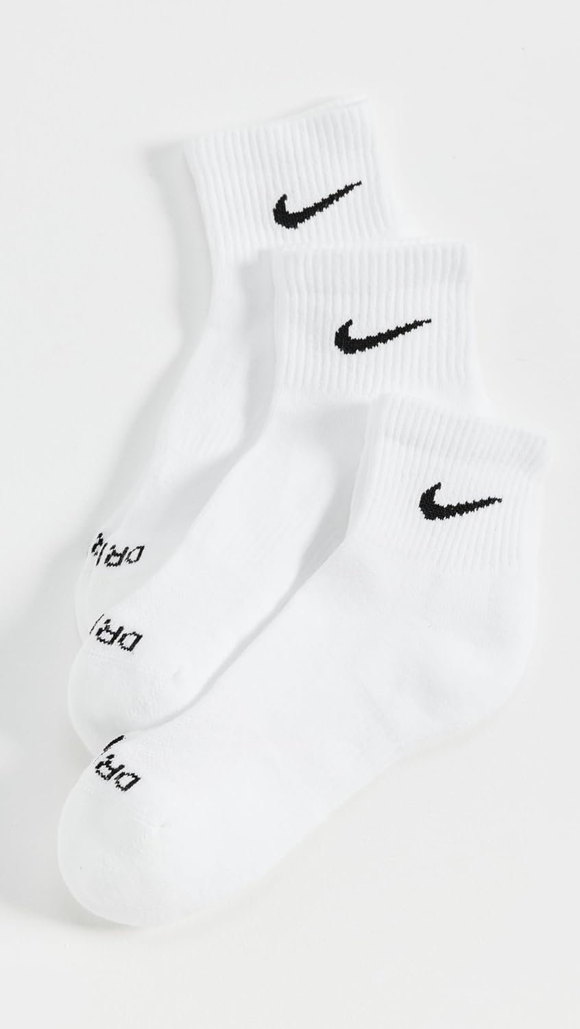 Nike Everyday Plus Cushioned Training Ankle Socks (3 Pairs) (WHITE/BLACK) X-Large