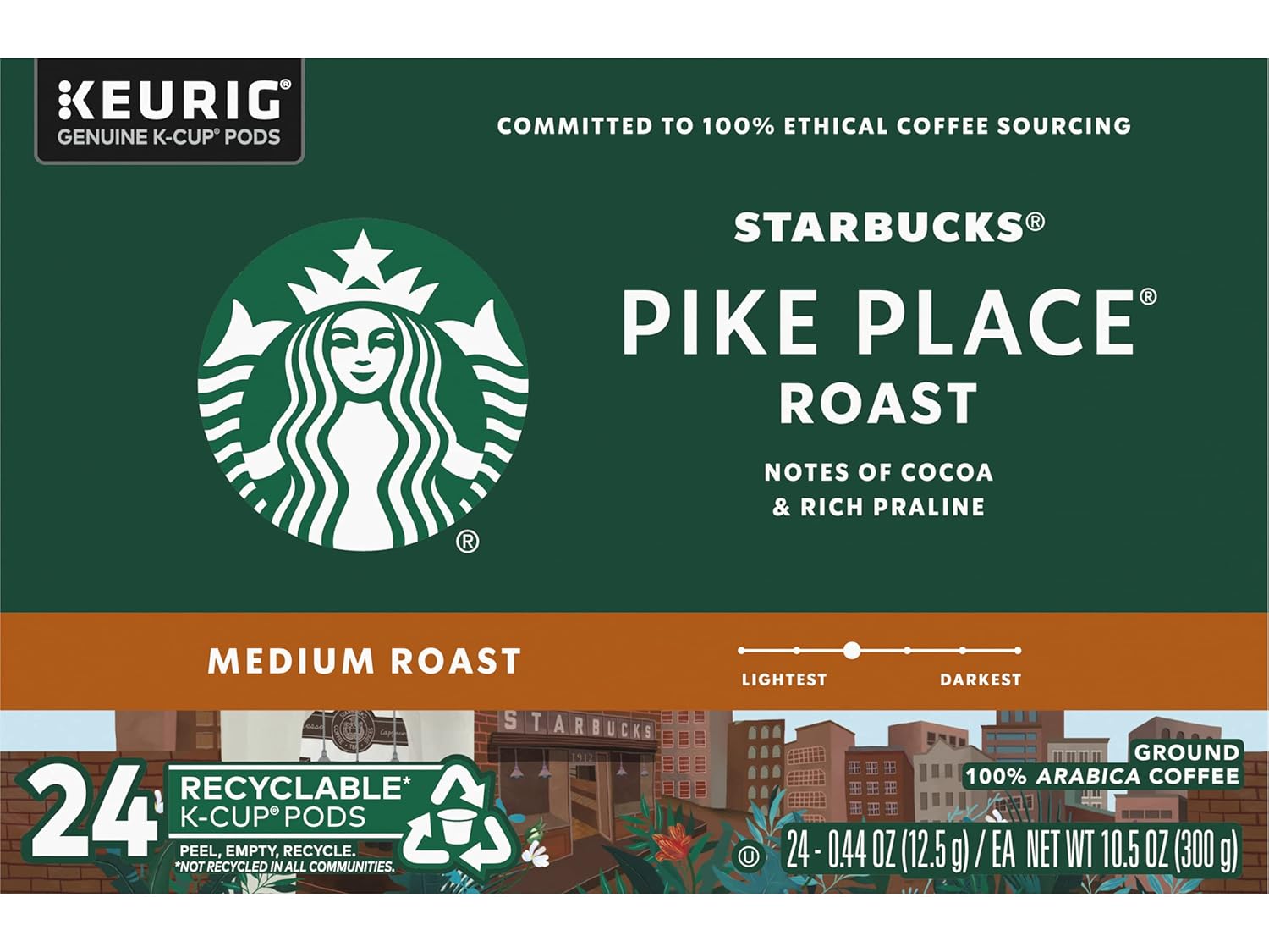 Starbucks Pike Place Roast Coffee K-Cup Portion Packs for Keurig Brewers, 72 Count (3 boxes of 24 K-Cups) Pike Place Roast 10.5 Ounce (Pack of 3)