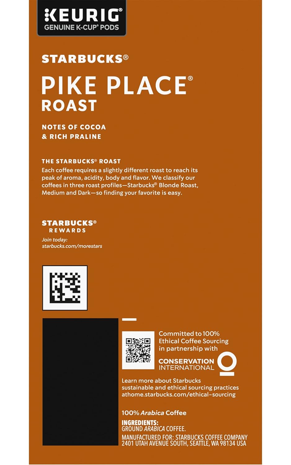 Starbucks Pike Place Roast Coffee K-Cup Portion Packs for Keurig Brewers, 72 Count (3 boxes of 24 K-Cups) Pike Place Roast 72 Count (Pack of 1)