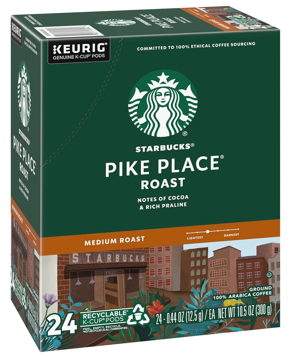 Starbucks Pike Place Roast Coffee K-Cup Portion Packs for Keurig Brewers, 72 Count (3 boxes of 24 K-Cups) Pike Place Roast 10.5 Ounce (Pack of 3)