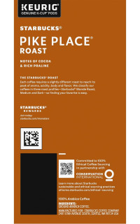 Starbucks Pike Place Roast Coffee K-Cup Portion Packs for Keurig Brewers, 72 Count (3 boxes of 24 K-Cups) Pike Place Roast 10.5 Ounce (Pack of 3)
