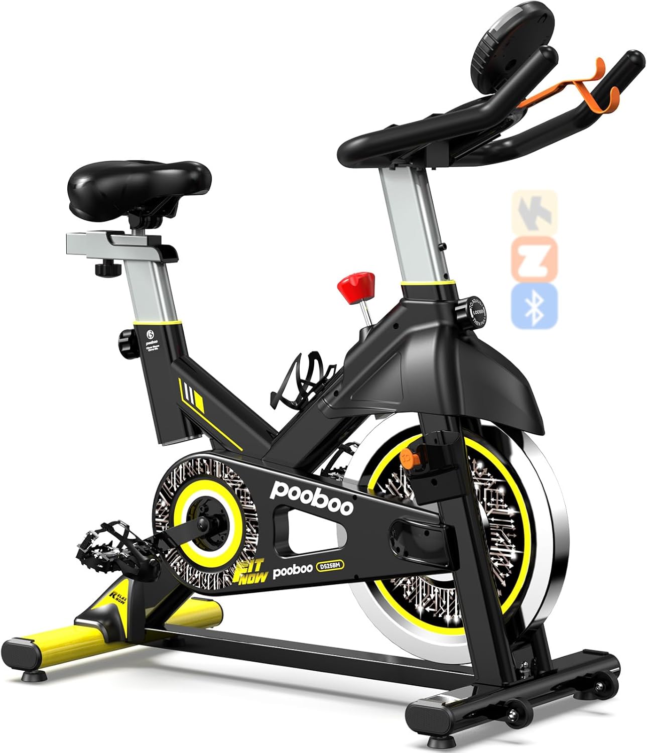 pooboo Exercise Bike, Adjustable Magnetic/Brake Pad Resistance Silent Belt Drive, Indoor Cycling Bike for Home Cardio, Fitness Stationary Bike with 350lbs/300lbs Weight Capacity &Upgraded Version Seat Pro Friction Resistance-Black