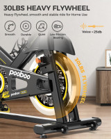 pooboo Exercise Bike, Adjustable Magnetic/Brake Pad Resistance Silent Belt Drive, Indoor Cycling Bike for Home Cardio, Fitness Stationary Bike with 350lbs/300lbs Weight Capacity &Upgraded Version Seat Pro Friction Resistance-Black