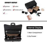 Gladdon Quilted Crossbody Purse for Women Trendy Ladies Shoulder Bag with Chain Designer Purses Black