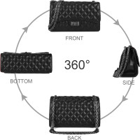 Gladdon Quilted Crossbody Purse for Women Trendy Ladies Shoulder Bag with Chain Designer Purses Black