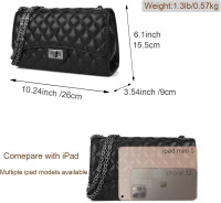 Gladdon Quilted Crossbody Purse for Women Trendy Ladies Shoulder Bag with Chain Designer Purses Black