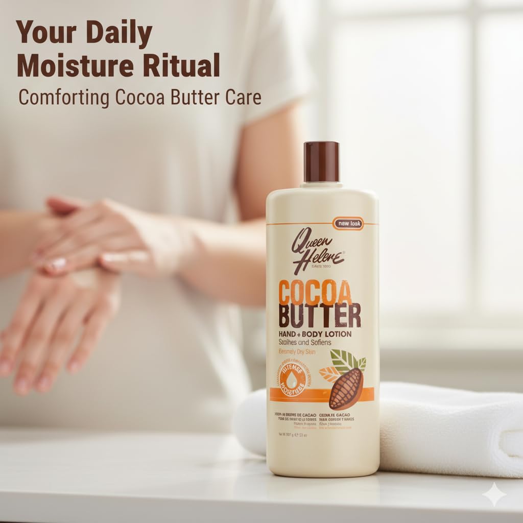 Queen Helene Cocoa Butter Hand and Body Lotion for Dry Skin | Deep Moisturizing Cocoa Butter Formula Softens and Smooths | 16 oz 16 Ounce (Pack of 1)