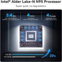 Beelink Mini S12 Mini PC, 12th Intel Alder Lake- N95 (4C/4T, up to 3.4GHz), 8GB DDR4 256GB M.2 SSD, Mini Desktop Computer Support 4K@60Hz Dual Display/WiFi 6/BT5.2/USB 3.2/2.5GB LAN for Home/Office N95 8G+256G