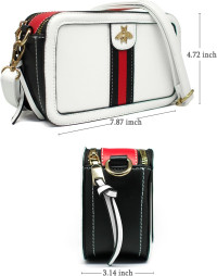Beatfull Designer Bee Crossbody Purse for Women PU Leather Shoulder Handbag Camera Clucth White