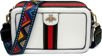 Beatfull Designer Bee Crossbody Purse for Women PU Leather Shoulder Handbag Camera Clucth White