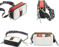 Beatfull Designer Bee Crossbody Purse for Women PU Leather Shoulder Handbag Camera Clucth White