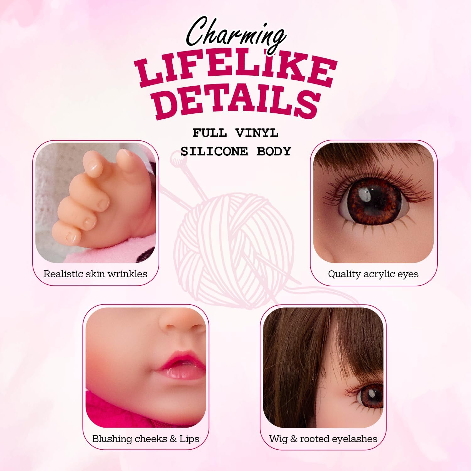 DOLLHOOD Reborn Girl Baby Doll - 18-Inch Realistic Baby Doll with Complete Accessories - Lifelike, Newborn Girl Doll with 360 Movable Arms and Legs. Includes Birth Certificate Emma Grace