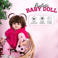 DOLLHOOD Reborn Girl Baby Doll - 18-Inch Realistic Baby Doll with Complete Accessories - Lifelike, Newborn Girl Doll with 360 Movable Arms and Legs. Includes Birth Certificate Emma Grace