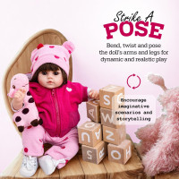 DOLLHOOD Reborn Girl Baby Doll - 18-Inch Realistic Baby Doll with Complete Accessories - Lifelike, Newborn Girl Doll with 360 Movable Arms and Legs. Includes Birth Certificate Emma Grace