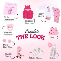 DOLLHOOD Reborn Girl Baby Doll - 18-Inch Realistic Baby Doll with Complete Accessories - Lifelike, Newborn Girl Doll with 360 Movable Arms and Legs. Includes Birth Certificate Emma Grace