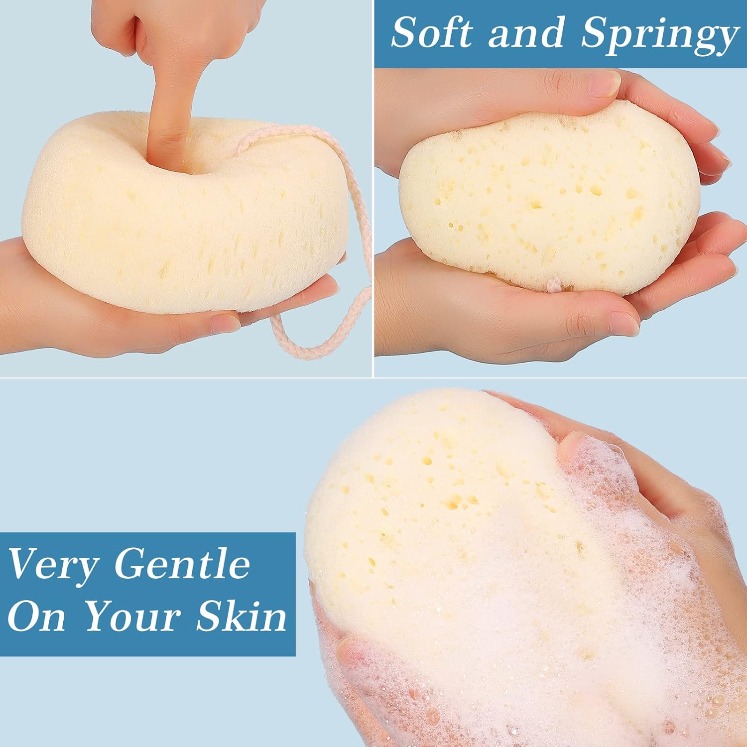 3 Pcs Bath Sponge for Women, Men, Teenager, Body Wash Sponges Loofah Body Scrubber, 3 Colors & Large Size Shower Pouf Cleaning Loofahs for Shower Exfoliating