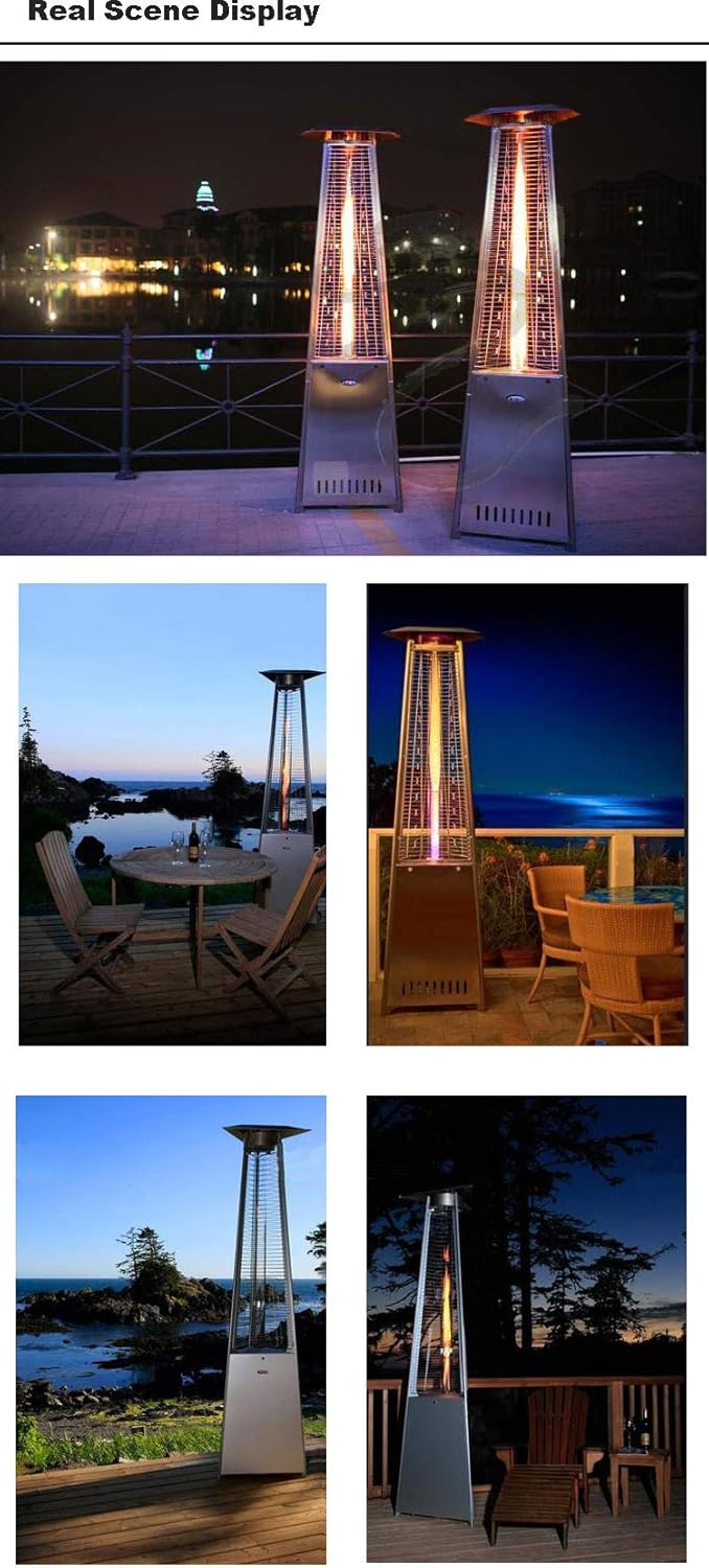 Avenlur Pyramid Propane Heater - 48,000 Btu, Portable, Outdoor & Patio Heater, Stainless Steel, With Wheels & Protective Cover