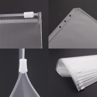 Antner 12PCS A5 Binder Pockets 6 Holes Budget Cash Envelopes for Budgeting, Clear Zipper Folders Planner Inserts Loose Leaf Bags Binder, Waterproof PVC Document Pouch Filing A5 Size