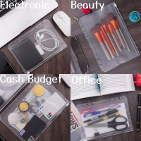Antner 12PCS A5 Binder Pockets 6 Holes Budget Cash Envelopes for Budgeting, Clear Zipper Folders Planner Inserts Loose Leaf Bags Binder, Waterproof PVC Document Pouch Filing A5 Size
