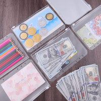 Antner 12PCS A5 Binder Pockets 6 Holes Budget Cash Envelopes for Budgeting, Clear Zipper Folders Planner Inserts Loose Leaf Bags Binder, Waterproof PVC Document Pouch Filing A5 Size