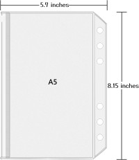 Antner 12PCS A5 Binder Pockets 6 Holes Budget Cash Envelopes for Budgeting, Clear Zipper Folders Planner Inserts Loose Leaf Bags Binder, Waterproof PVC Document Pouch Filing A5 Size