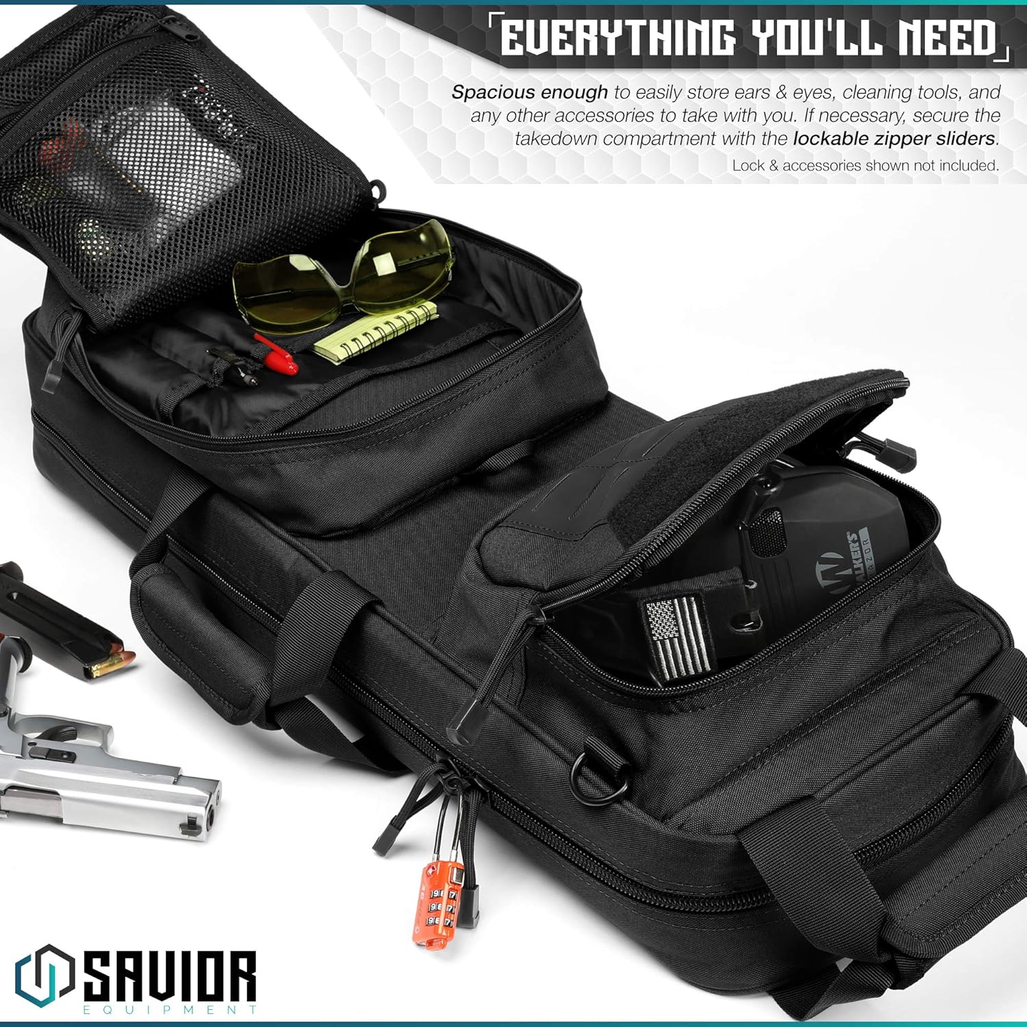 Savior Equipment Urban Takedown Bag Backpack Survival Gun Transportation Case Sling Pack, Deluxe Carrying Handle, w/Shoulder Straps Included, Additional Storage Compartments Obsidian Black 27