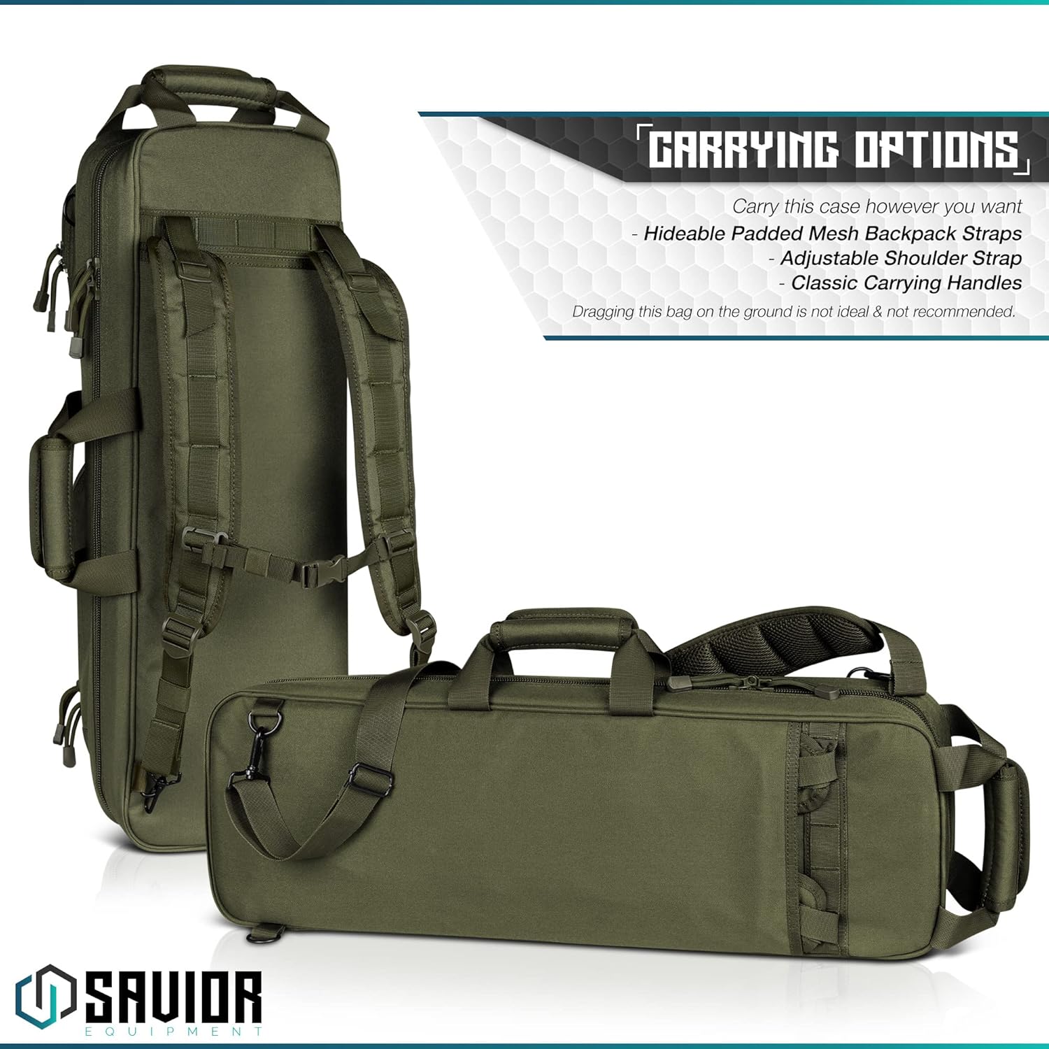 Savior Equipment Urban Takedown Bag Backpack Survival Gun Transportation Case Sling Pack, Deluxe Carrying Handle, w/Shoulder Straps Included, Additional Storage Compartments Olive Drab Green 27