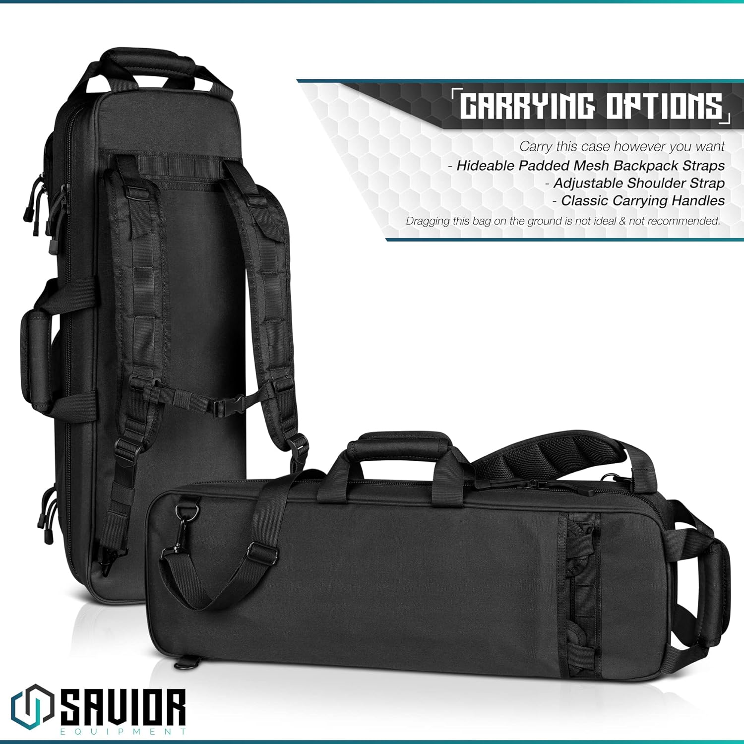 Savior Equipment Urban Takedown Bag Backpack Survival Gun Transportation Case Sling Pack, Deluxe Carrying Handle, w/Shoulder Straps Included, Additional Storage Compartments Obsidian Black 27