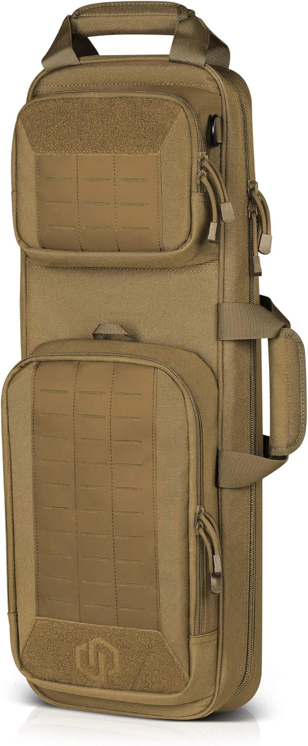 Savior Equipment Urban Takedown Bag Backpack Survival Gun Transportation Case Sling Pack, Deluxe Carrying Handle, w/Shoulder Straps Included, Additional Storage Compartments Flat Dark Earth Tan 27