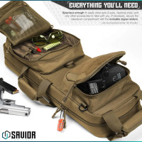 Savior Equipment Urban Takedown Bag Backpack Survival Gun Transportation Case Sling Pack, Deluxe Carrying Handle, w/Shoulder Straps Included, Additional Storage Compartments Flat Dark Earth Tan 27