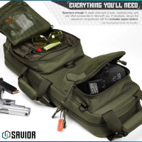 Savior Equipment Urban Takedown Bag Backpack Survival Gun Transportation Case Sling Pack, Deluxe Carrying Handle, w/Shoulder Straps Included, Additional Storage Compartments Olive Drab Green 27