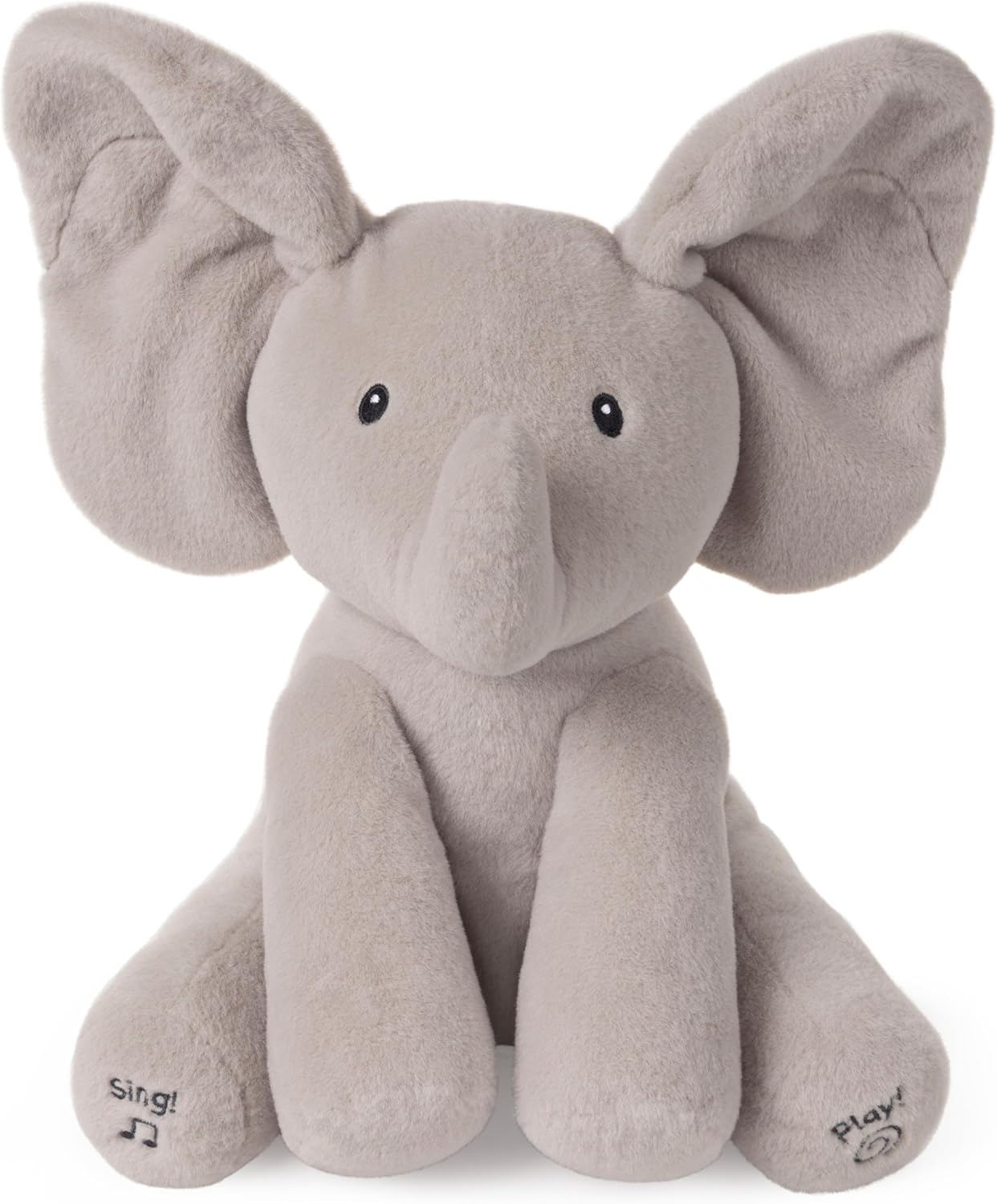 Animated Flappy The Elephant Plush, Singing Stuffed Animal Baby Toy for Ages 0 and Up, Gray, 12
