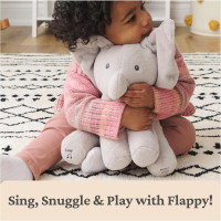 Animated Flappy The Elephant Plush, Singing Stuffed Animal Baby Toy for Ages 0 and Up, Gray, 12