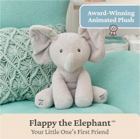 Animated Flappy The Elephant Plush, Singing Stuffed Animal Baby Toy for Ages 0 and Up, Gray, 12