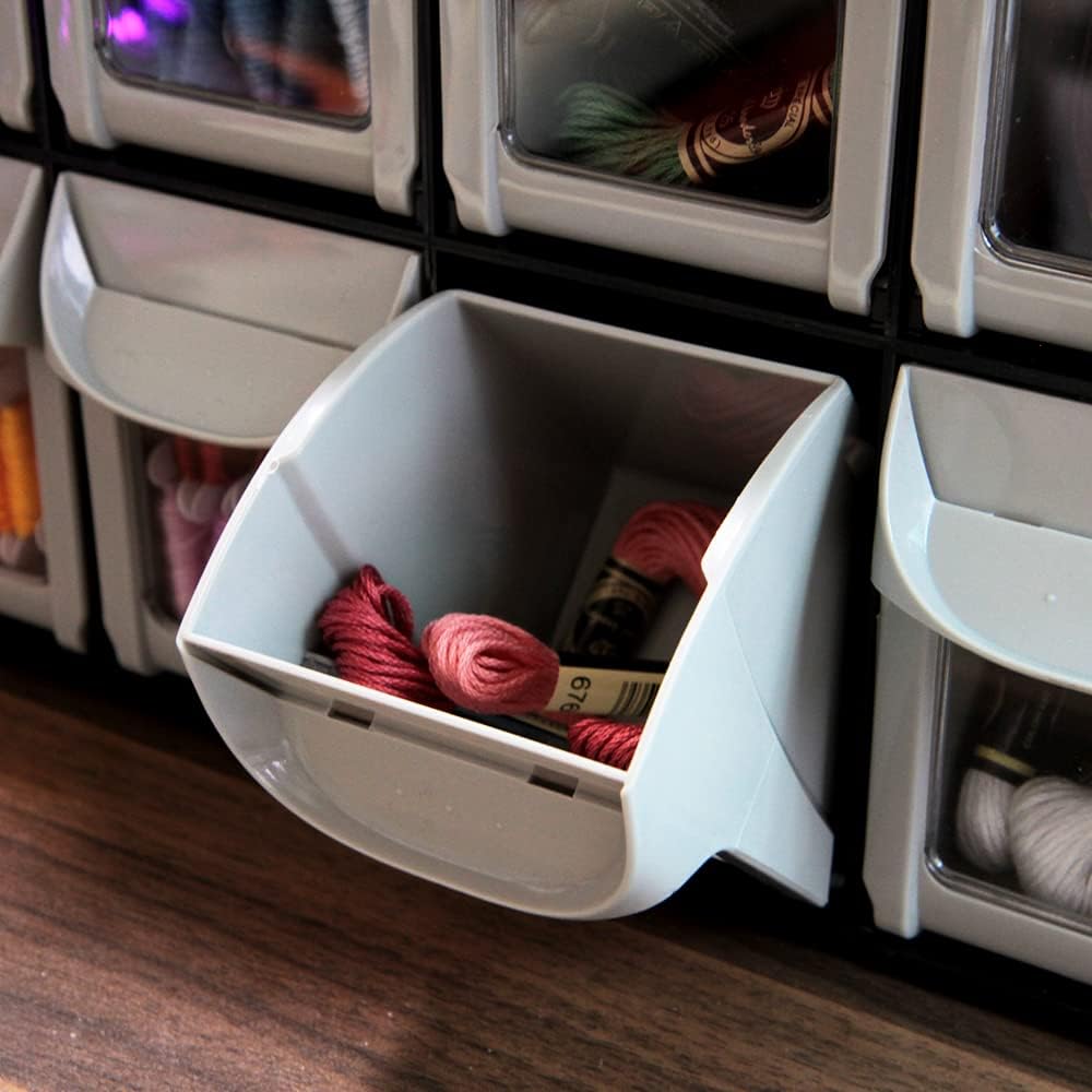 SHUTER Stackable Storage Drawers, 8 Compartment, Small Parts Tool Organizer, Tilt Out Craft Sewing Cabinet, Garage Storage, Warehouse Kits Included, Black, FO-308-BK Black 8 drawers