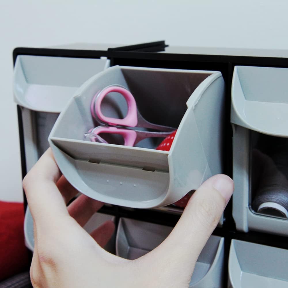 SHUTER Stackable Storage Drawers, 8 Compartment, Small Parts Tool Organizer, Tilt Out Craft Sewing Cabinet, Garage Storage, Warehouse Kits Included, Black, FO-308-BK Black 8 drawers