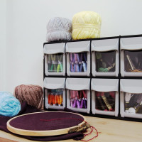 SHUTER Stackable Storage Drawers, 8 Compartment, Small Parts Tool Organizer, Tilt Out Craft Sewing Cabinet, Garage Storage, Warehouse Kits Included, Black, FO-308-BK Black 8 drawers