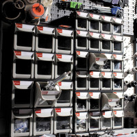SHUTER Stackable Storage Drawers, 8 Compartment, Small Parts Tool Organizer, Tilt Out Craft Sewing Cabinet, Garage Storage, Warehouse Kits Included, Black, FO-308-BK