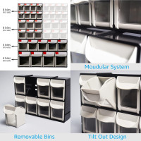 SHUTER Stackable Storage Drawers, 8 Compartment, Small Parts Tool Organizer, Tilt Out Craft Sewing Cabinet, Garage Storage, Warehouse Kits Included, Black, FO-308-BK