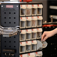 SHUTER Stackable Storage Drawers, 8 Compartment, Small Parts Tool Organizer, Tilt Out Craft Sewing Cabinet, Garage Storage, Warehouse Kits Included, Black, FO-308-BK Black 8 drawers