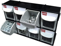 SHUTER Stackable Storage Drawers, 8 Compartment, Small Parts Tool Organizer, Tilt Out Craft Sewing Cabinet, Garage Storage, Warehouse Kits Included, Black, FO-308-BK