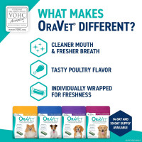ORAVET Dental Chews for Dogs, Oral Care and Hygiene Chews (Medium Dogs, 25-50 lbs.) Purple Pouch, 30 Count 1.11 Ounce (Pack of 30)