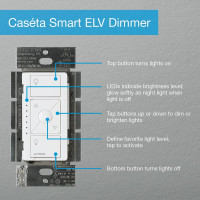 Lutron Caseta Original Smart Dimmer Switch ELV+ (Lutron Hub Required), 250W LED, Single-Pole/3-Way, Neutral Required, PD-5NE-WH, White White 1 Pack ELV Dimmer