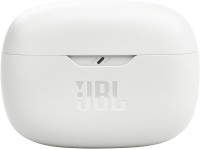 JBL Vibe Beam - True Wireless JBL Deep Bass Sound Earbuds, Bluetooth 5.2, Water & Dust Resistant, Hands-free call with VoiceAware, Up to 32 hours of battery life (White) White Earbuds