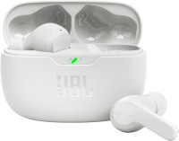 JBL Vibe Beam - True Wireless JBL Deep Bass Sound Earbuds, Bluetooth 5.2, Water & Dust Resistant, Hands-free call with VoiceAware, Up to 32 hours of battery life (White) White Earbuds