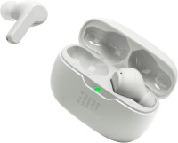 JBL Vibe Beam - True Wireless JBL Deep Bass Sound Earbuds, Bluetooth 5.2, Water & Dust Resistant, Hands-free call with VoiceAware, Up to 32 hours of battery life (White) White Earbuds