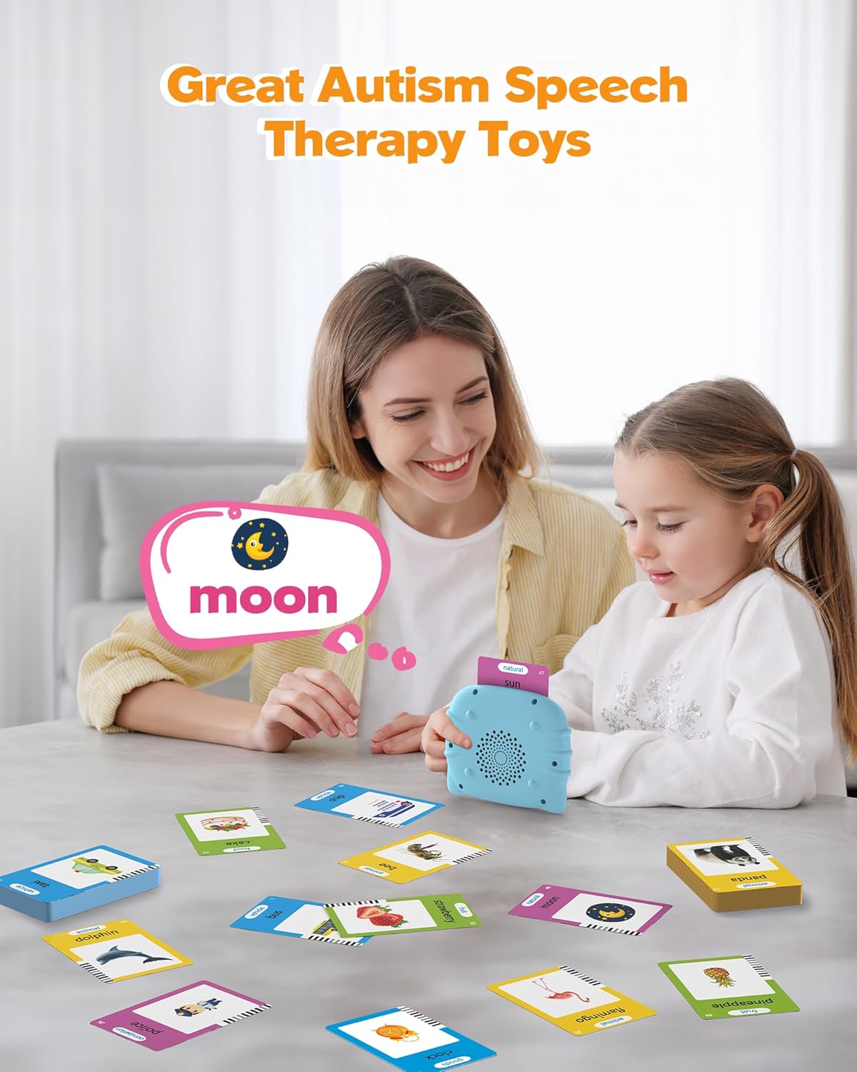 Talking Flash Cards for Toddlers 1 2 3 4 Year Olds, Montessori Language Learning with 224 Words, Pocket Speech Therapy and Autism Playthings, Children's Sensory Educational Device 224 Words English