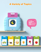 Talking Flash Cards for Toddlers 1 2 3 4 Year Olds, Montessori Language Learning with 224 Words, Pocket Speech Therapy and Autism Playthings, Children's Sensory Educational Device 224 Words English